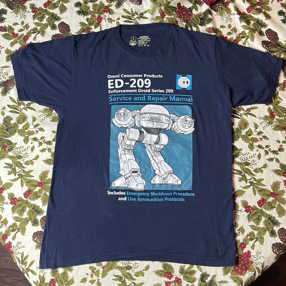 Tee Villain Robocop ED-209  graphic tee Navy Blue size Large